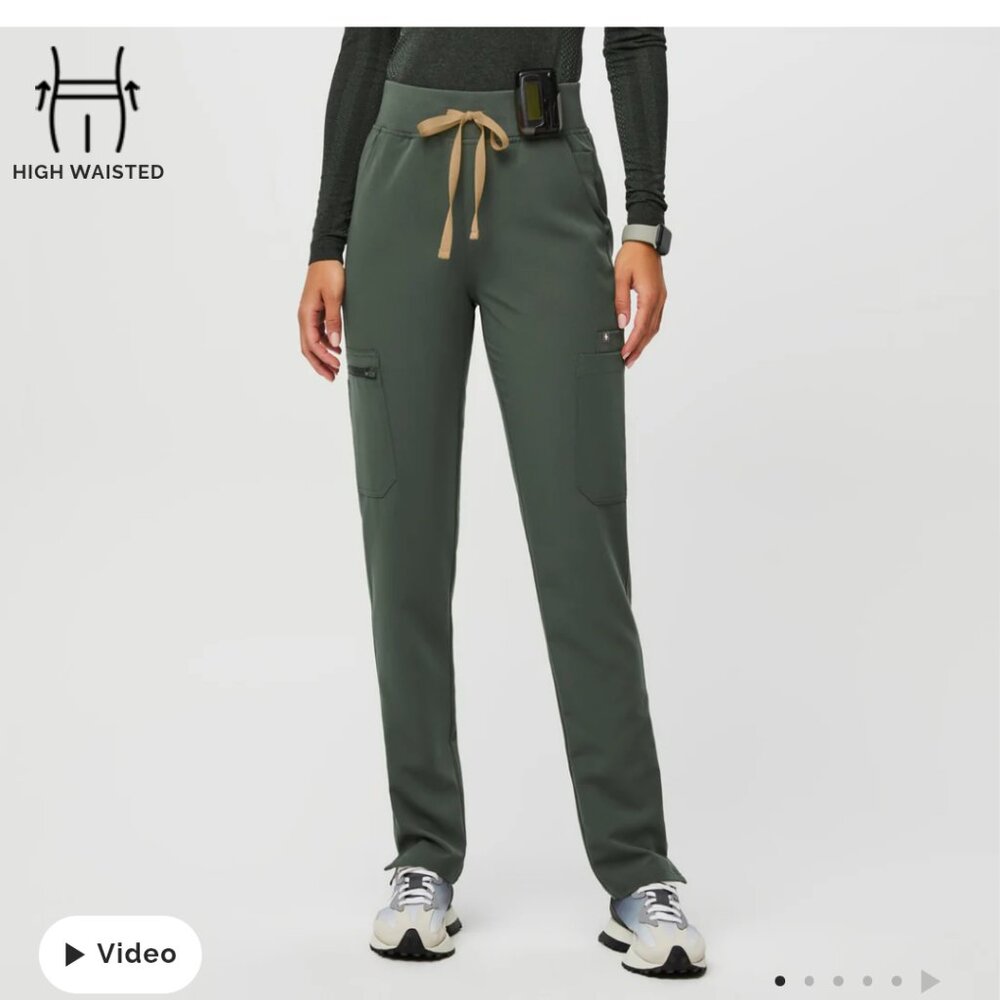 Figs High Waisted Yola Skinny Scrub Pants size XS NWT moss